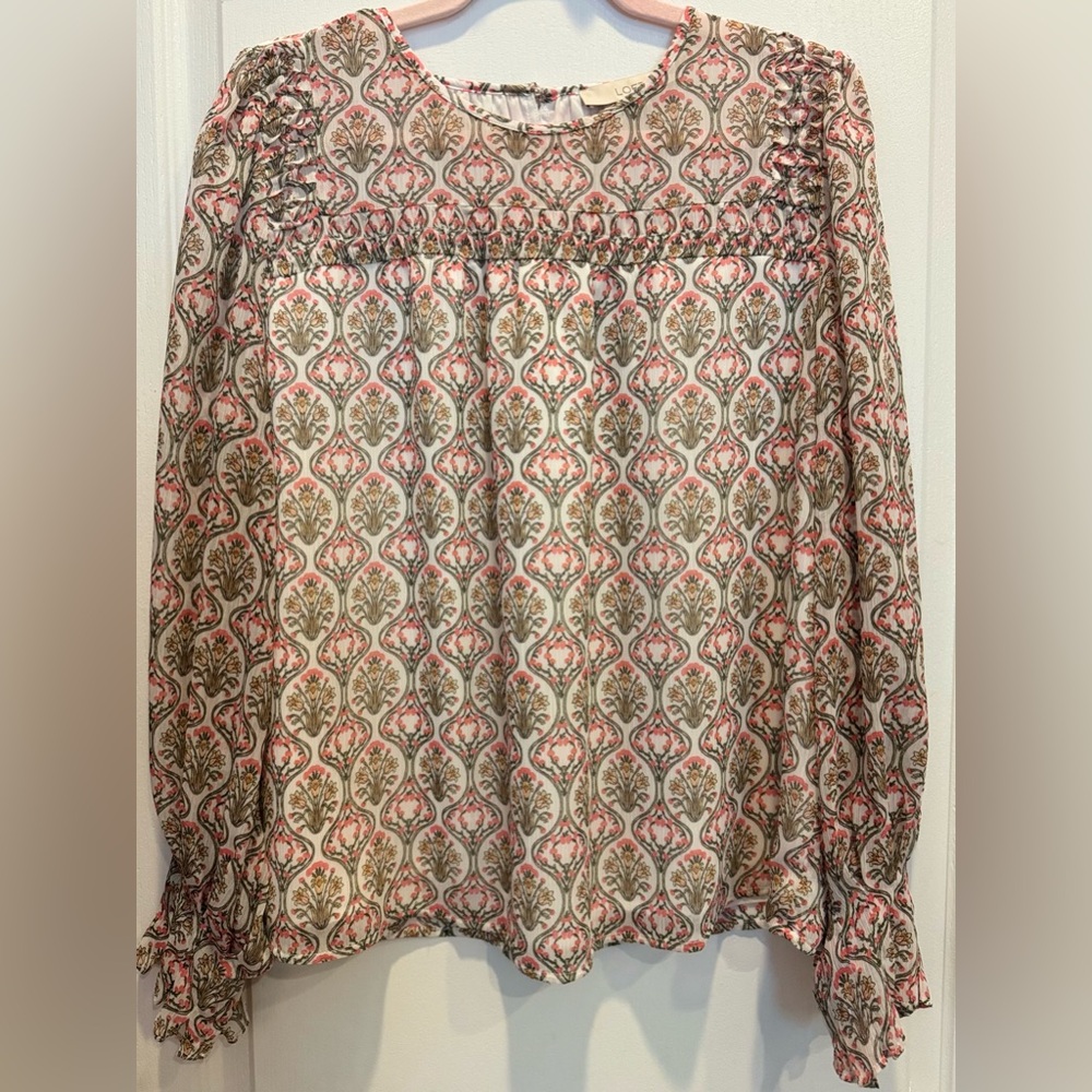 LOFT Multicolor Long Sleeve Blouse L